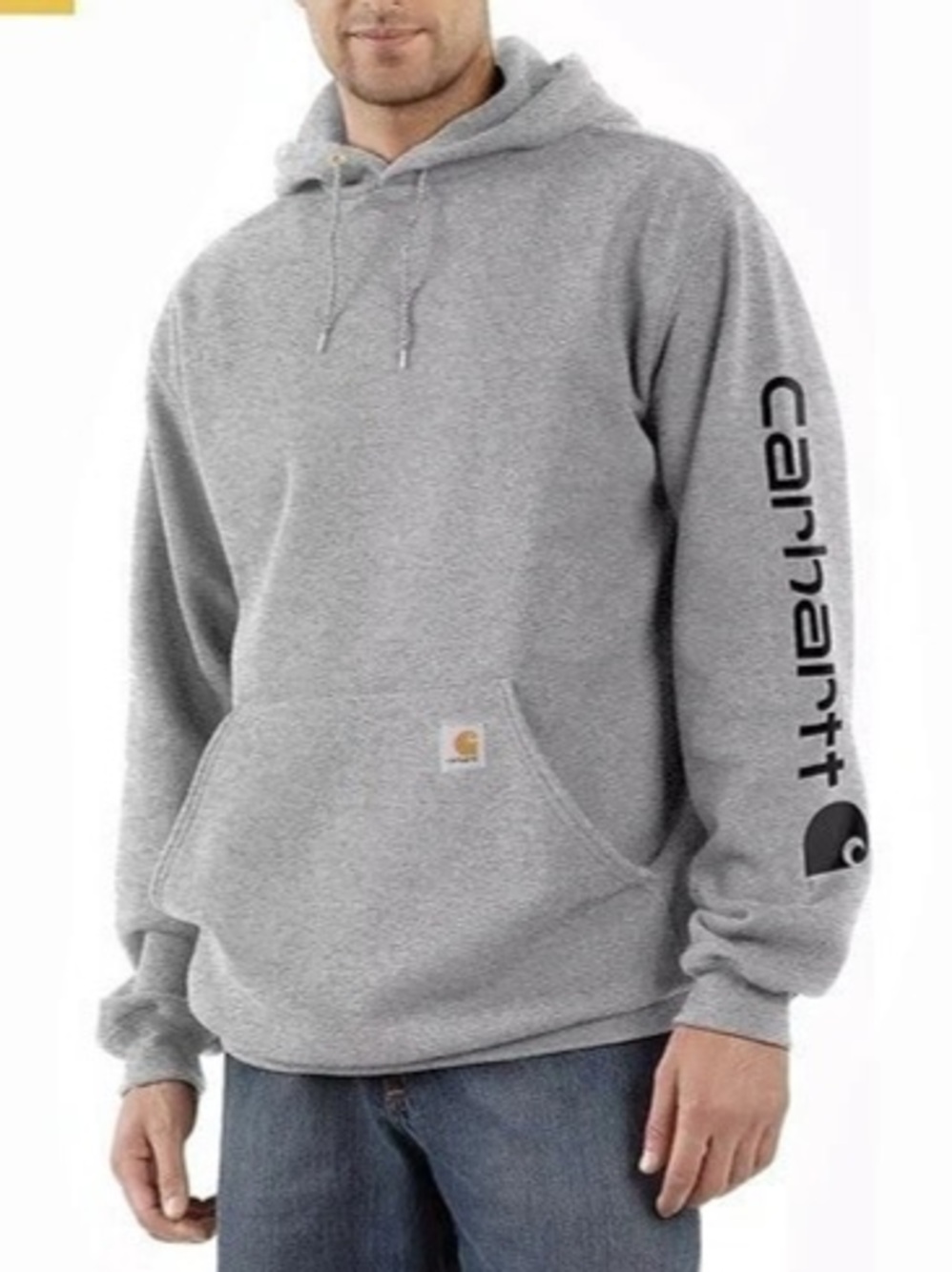 Carhartt K288 Iconic Logo Sleeve Graphic Pullover Hoodie Men's Gray Hoodie Size